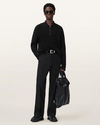 AllSaints Jakob Long Sleeve Polo Black