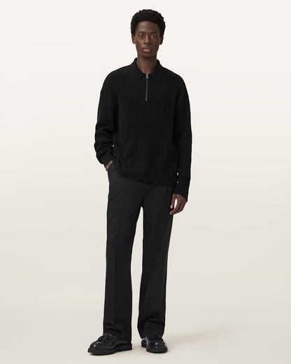AllSaints Jakob Long Sleeve Polo Black