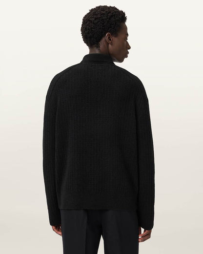 AllSaints Jakob Long Sleeve Polo Black