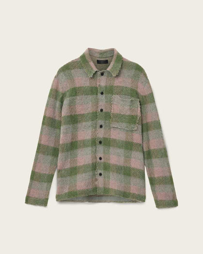 AllSaints Adler Jacquard Plaid Cardigan Sunbaked Pink