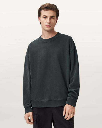 AllSaints Milo Boxy Cotton Sweatshirt Sunil Blue