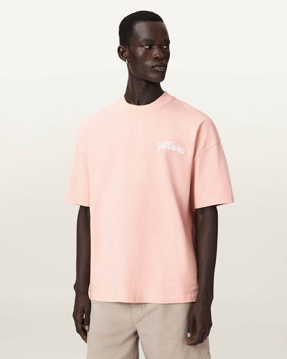 AllSaints Odyssey Oversized Short Sleeve Crew T Shirt Blushed Pink
