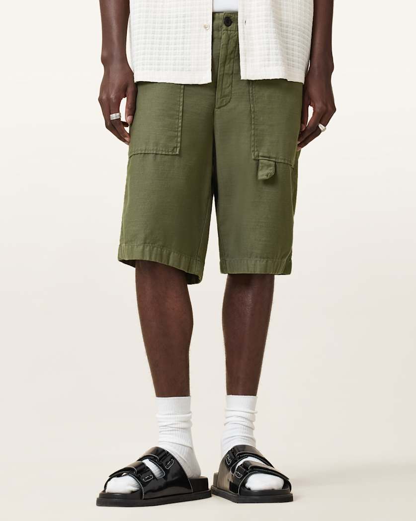 AllSaints Talbot Straight Leg Shorts Eden Green