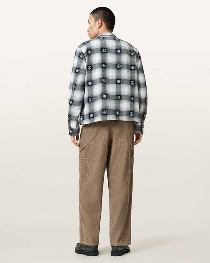AllSaints Dustan Corduroy Workwear Trousers Gull Brown
