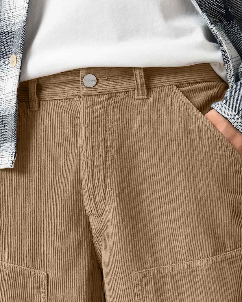 AllSaints Dustan Corduroy Workwear Trousers Gull Brown