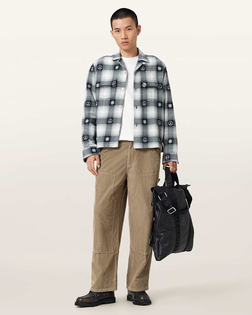AllSaints Dustan Corduroy Workwear Trousers Gull Brown