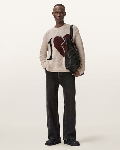AllSaints Lover Knitted Oversized Sweater Pebble Brown