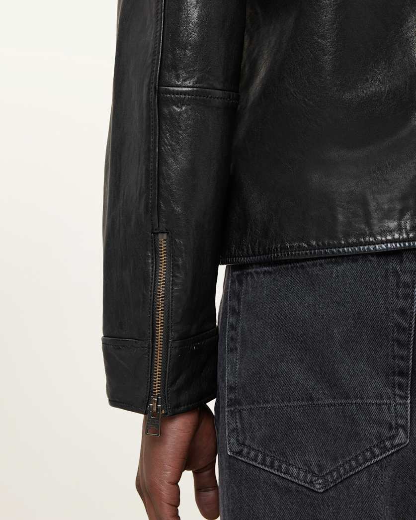 AllSaints Miller Leather Jacket Black