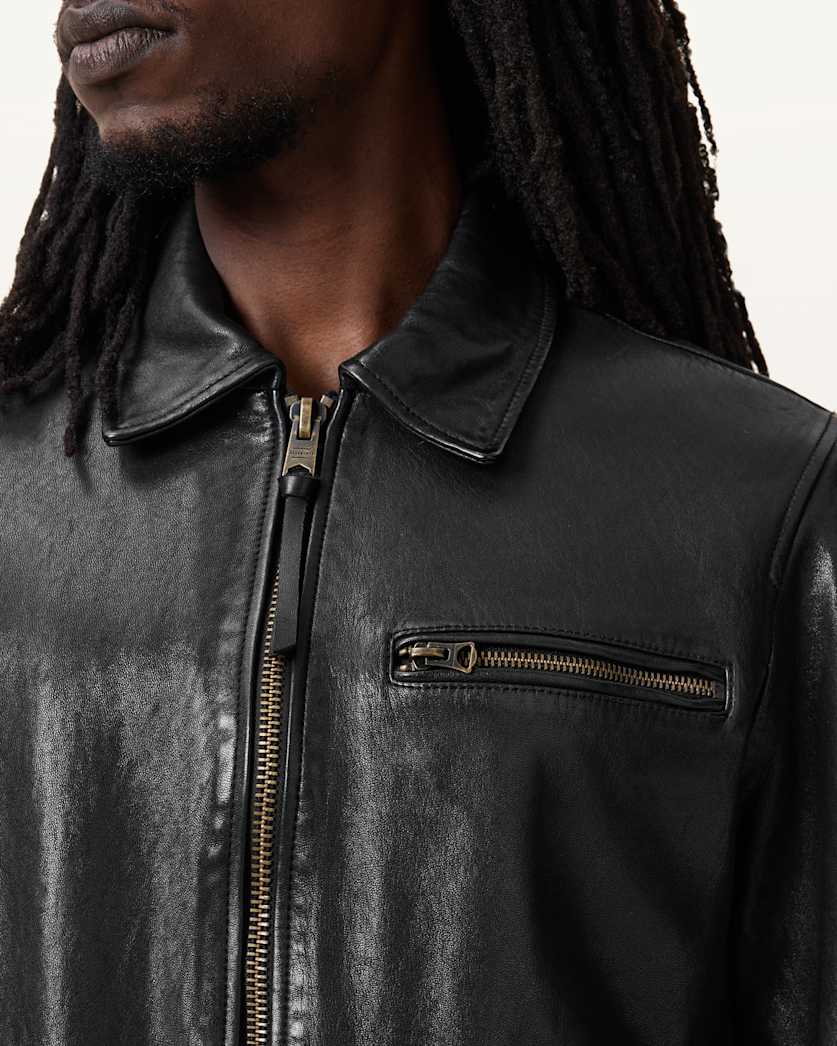 AllSaints Miller Leather Jacket Black