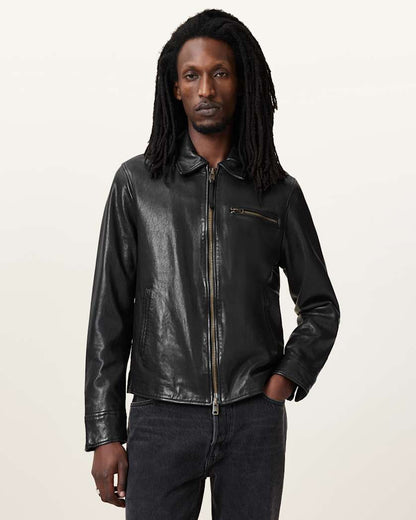 AllSaints Miller Leather Jacket Black
