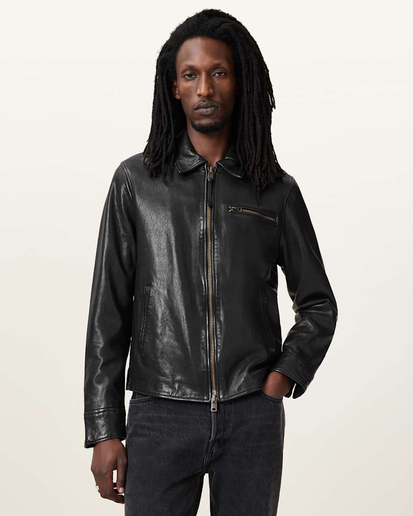 AllSaints Miller Leather Jacket Black