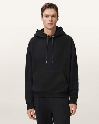 AllSaints Milo Oversized Cotton Hoodie Jet Black