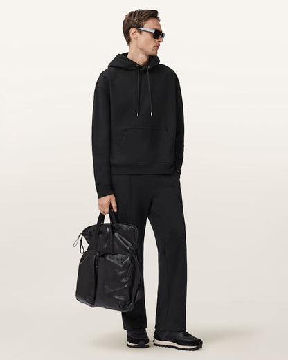 AllSaints Milo Oversized Cotton Hoodie Jet Black