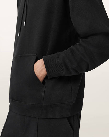 AllSaints Milo Oversized Cotton Hoodie Jet Black