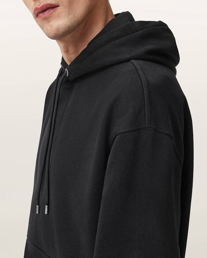 AllSaints Milo Oversized Cotton Hoodie Jet Black
