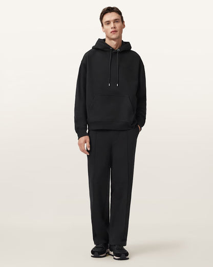 AllSaints Milo Oversized Cotton Hoodie Jet Black