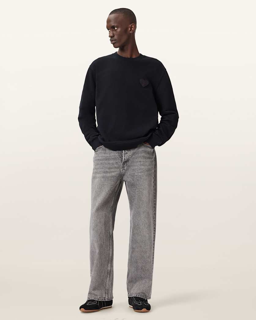 AllSaints Lover Relaxed Crew Neck Sweater Washed Black