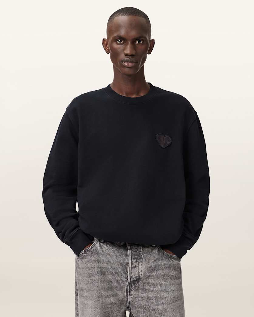 AllSaints Lover Relaxed Crew Neck Sweater Washed Black