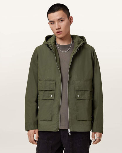 AllSaints Morton Hooded Jacket Khaki Green