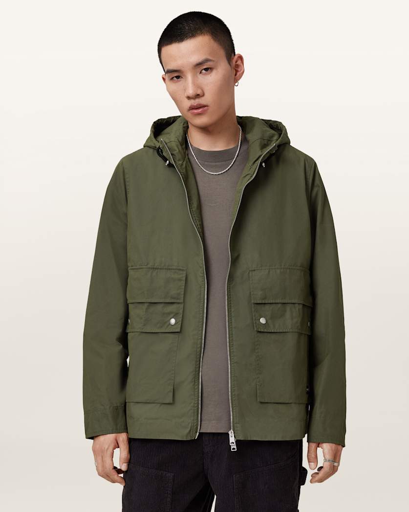AllSaints Morton Hooded Jacket Khaki Green