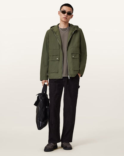 AllSaints Morton Hooded Jacket Khaki Green