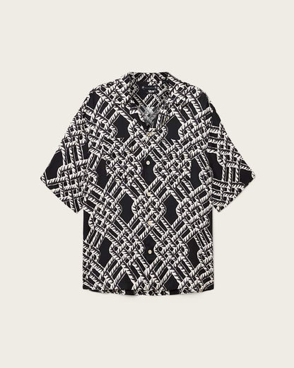 AllSaints Twined Short Sleeve Shirt Jet Black