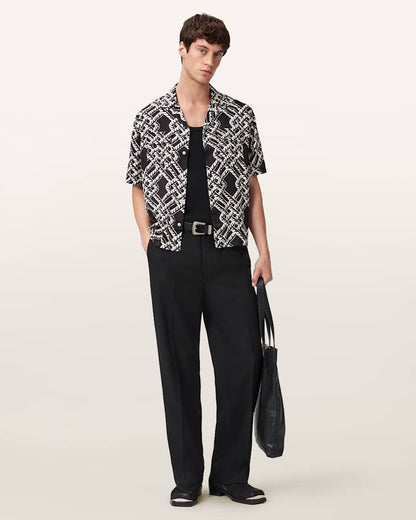 AllSaints Twined Short Sleeve Shirt Jet Black