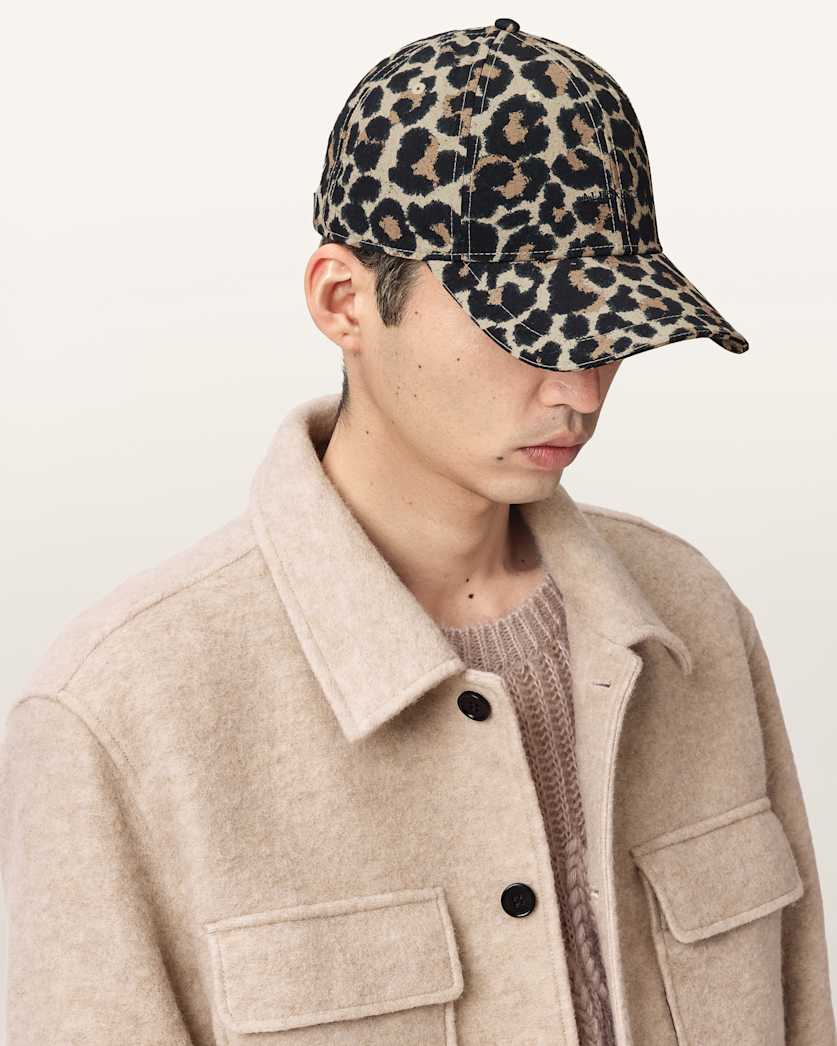 AllSaints Silesa Leopard Print Baseball Cap Natural