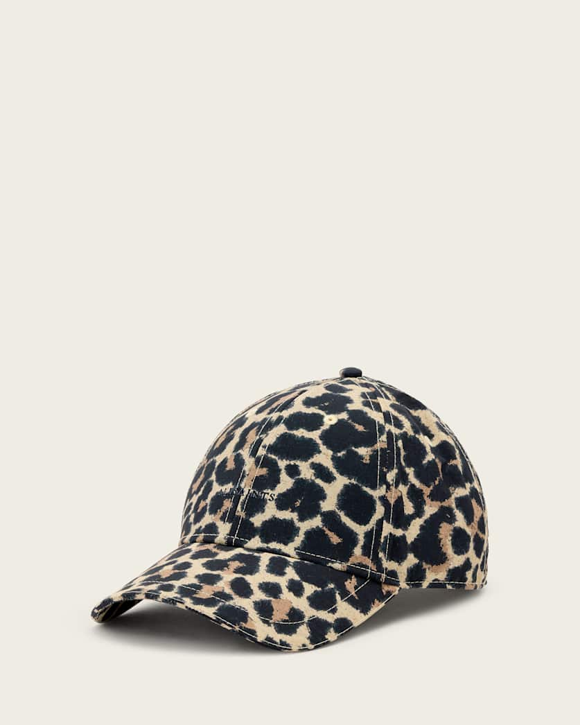 AllSaints Silesa Leopard Print Baseball Cap Natural