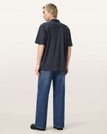 AllSaints Lenny Loose Fit Wide Leg Denim Jeans Vintage Indigo