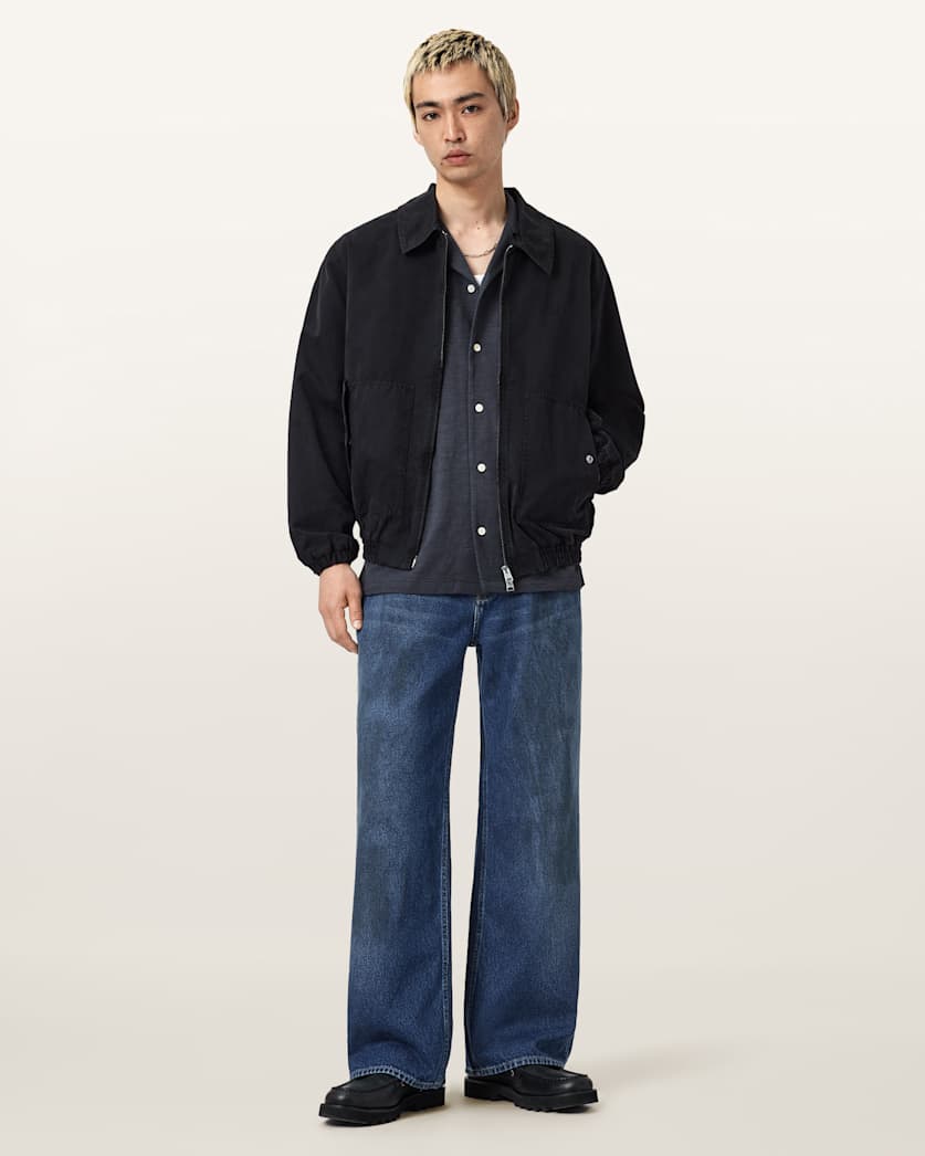 AllSaints Lenny Loose Fit Wide Leg Denim Jeans Vintage Indigo