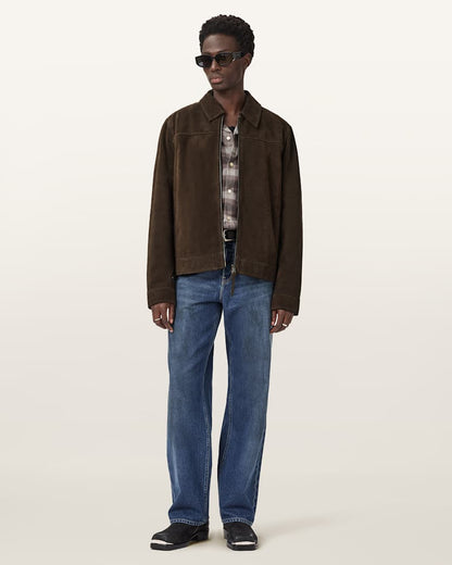 AllSaints Rhone Suede Jacket Anthracite Grey