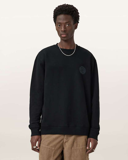 AllSaints Waved Relaxed Fit Sweatshirt Jet Black