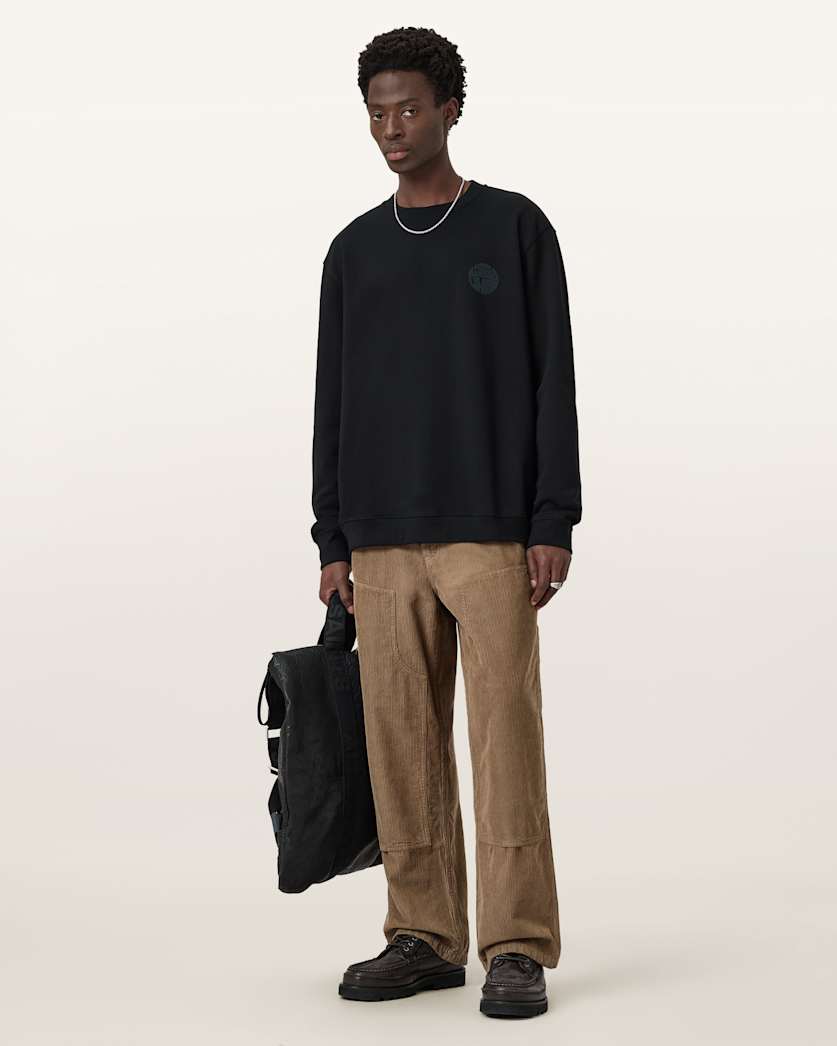 AllSaints Waved Relaxed Fit Sweatshirt Jet Black