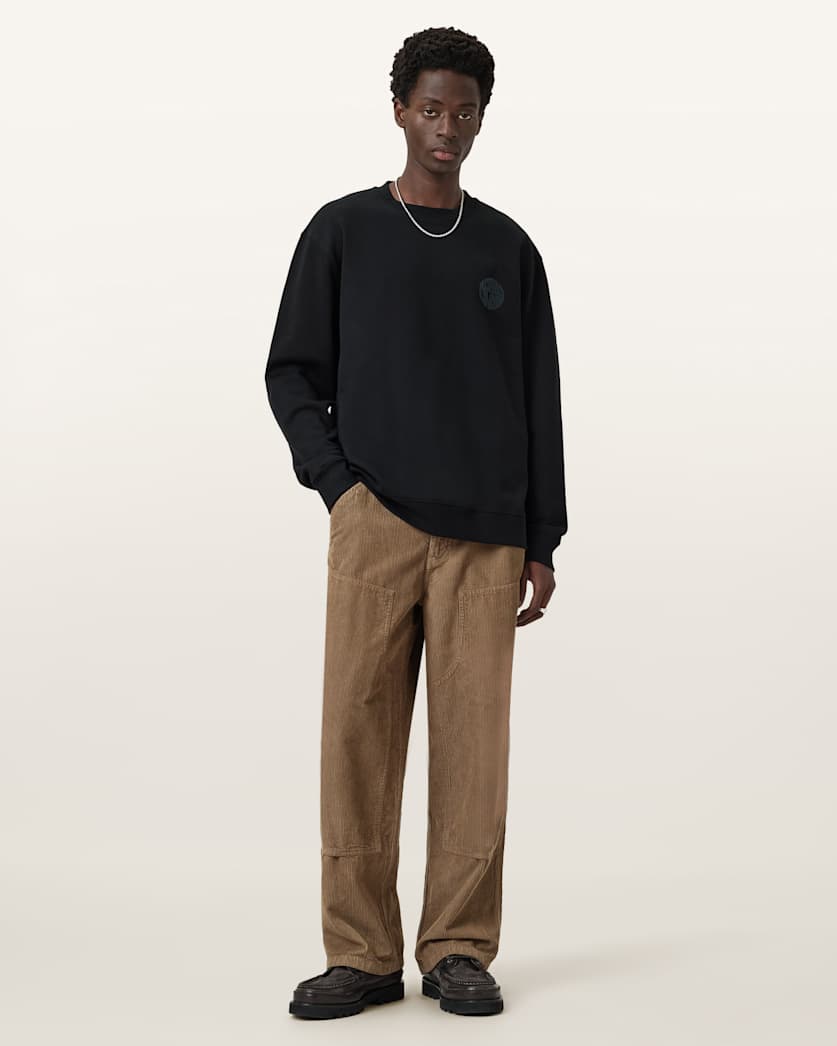 AllSaints Waved Relaxed Fit Sweatshirt Jet Black