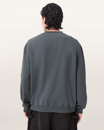 AllSaints Icon Boxy Crew Neck Sweatshirt Dark Steel Blue