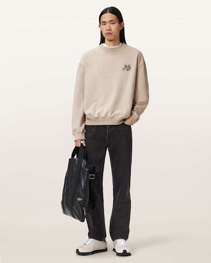 AllSaints Icon Boxy Crew Neck Sweatshirt Dark Steel Blue
