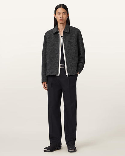 AllSaints Celeste Cropped Wool Jacket Charcoal Grey