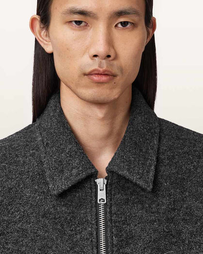 AllSaints Celeste Cropped Wool Jacket Charcoal Grey