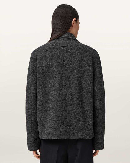 AllSaints Celeste Cropped Wool Jacket Charcoal Grey