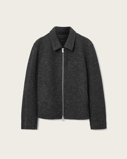 AllSaints Celeste Cropped Wool Jacket Charcoal Grey