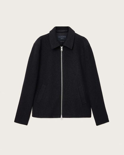 AllSaints Celeste Cropped Wool Jacket Charcoal Grey