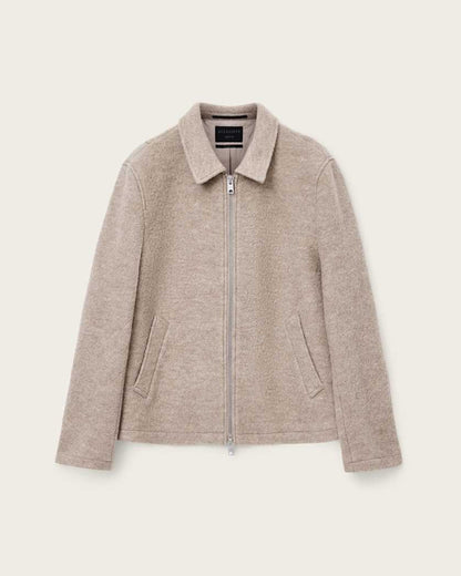 AllSaints Celeste Cropped Wool Jacket Charcoal Grey