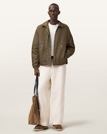 AllSaints Fallon Bomber Jacket Khaki Brown