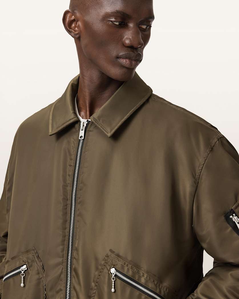 AllSaints Fallon Bomber Jacket Khaki Brown