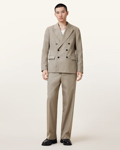 AllSaints Newton Double Breasted Relaxed Blazer Stone Grey