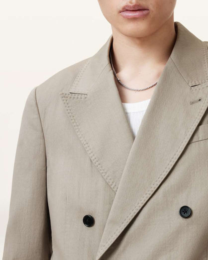 AllSaints Newton Double Breasted Relaxed Blazer Stone Grey