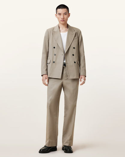 AllSaints Newton Double Breasted Relaxed Blazer Stone Grey