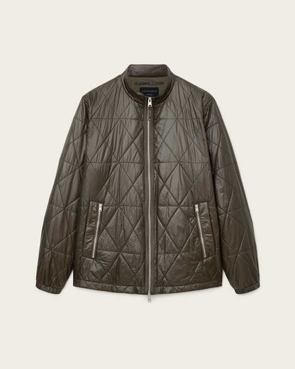 AllSaints Tribex Shine Quilted Jacket Forest Green