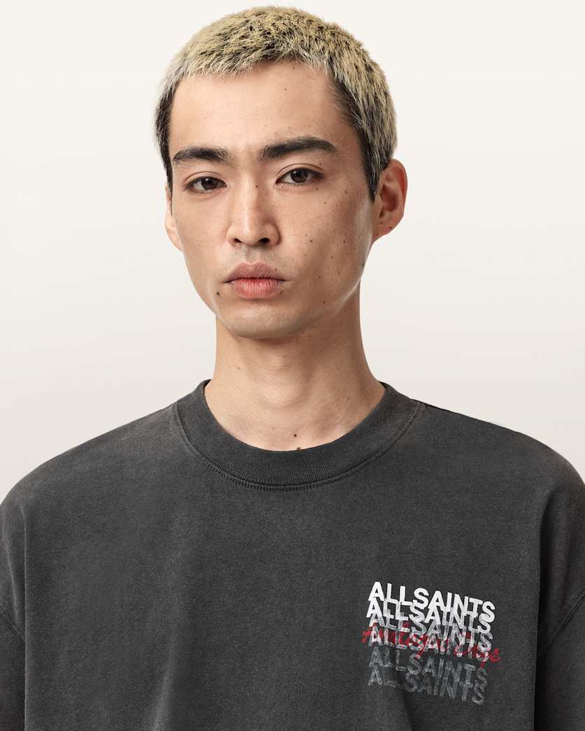 AllSaints Graphene Oversized Graphic T Shirt Washed Black